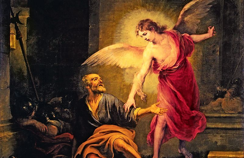 “Liberation of Saint Peter” (1665-1667) -- an angel takes Peter by the hand