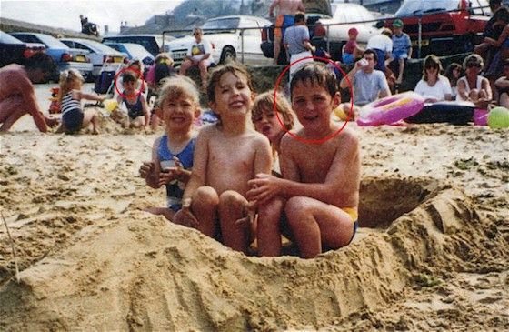 Amy and Nick on the beach, years before they met and married!