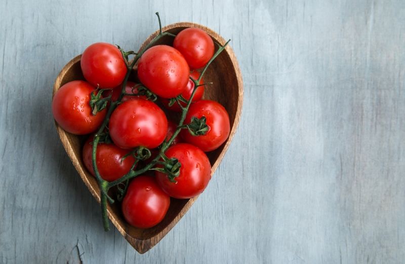 tomatoes in a heart-shaped bowl