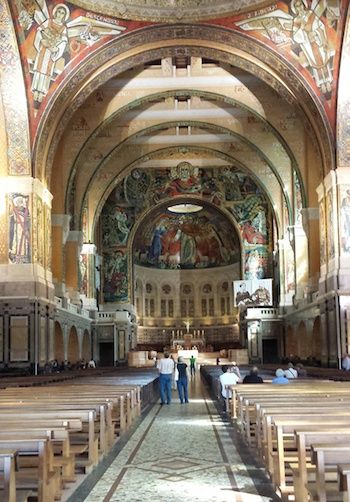 Inside the Basilica of Saint Therese in Normandy, France.