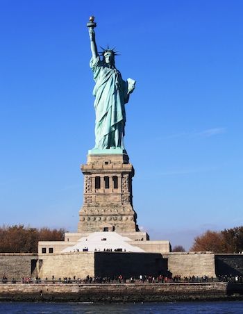 The Statue of Liberty in New York harbor.