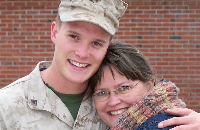 Blogger Edie Melson with her Marines Corp son, Jimmy.