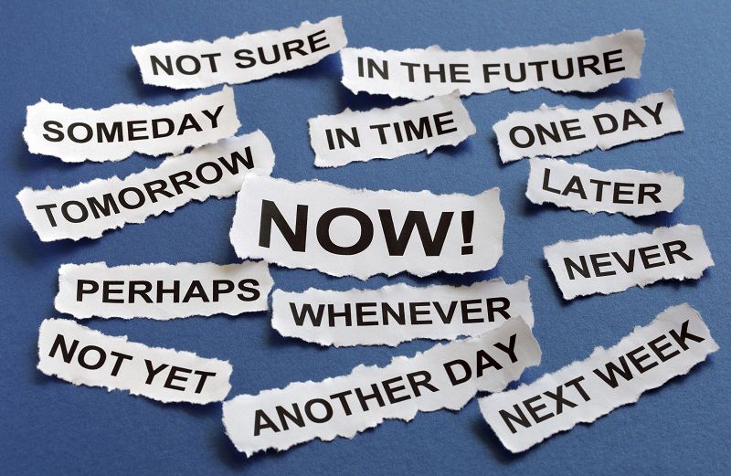 A photograph of words depicting excuses for procrastination