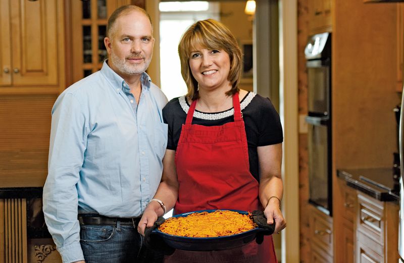 Carol, John and a big pot of baked spaghetti