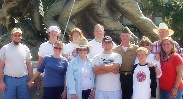 Edie Melson's son Jimmy, in uniform, surrounded by his home front heroes!