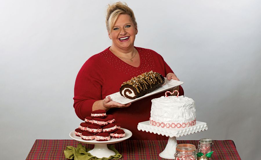 Francine Bryson poses with some of her delectable creations.