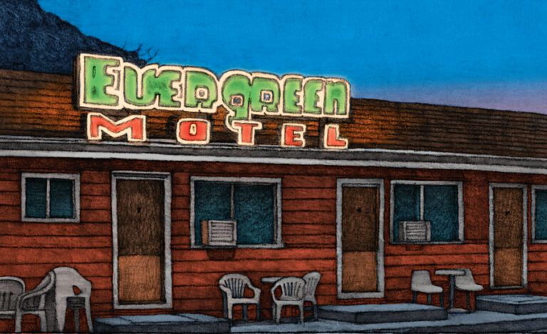 An artist's rendering of the motel when Dr. Hufman delivered the baby