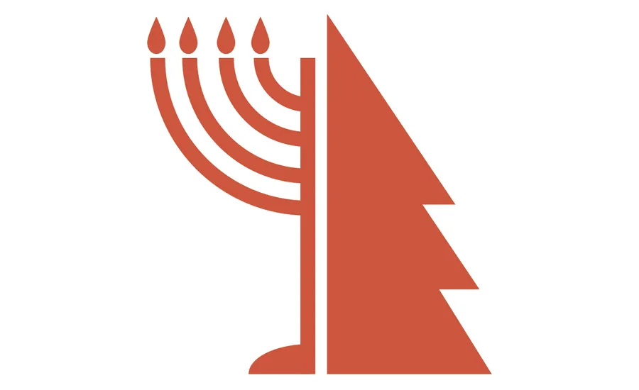 A combo menorah and Christmas tree