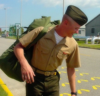 Edie's son, Jimmy, at Parris Island boot camp for Marines in South Carolina