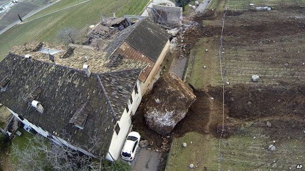 The boulder in Italy that stopped just short of a farmhouse.