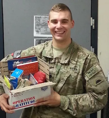 A happy recipient of Operation Gratitude