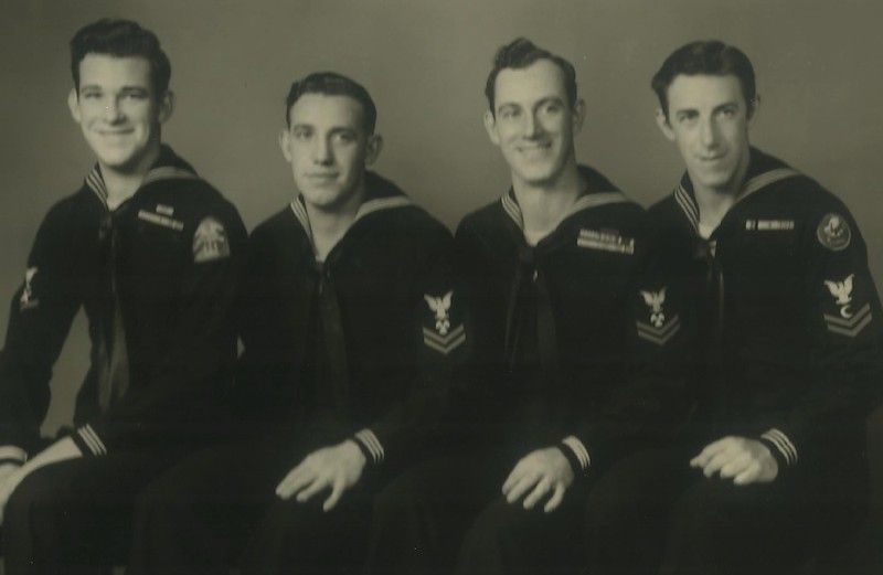 Michelle Cox's dad, second from left, and uncles in U.S. Navy uniforms.