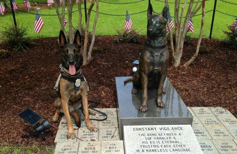 Ddoc at the Special Forces Canine monument, Fayetteville, NC. Photo courtesy o