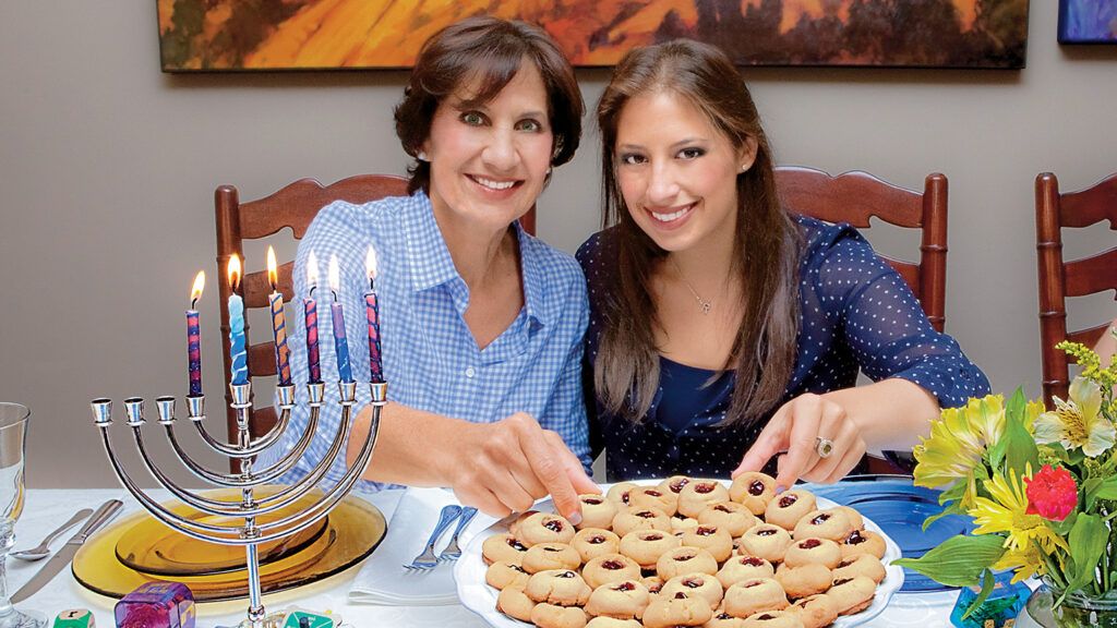 Rebecca Sahn and her mom celebrate Hanukkah with jelly thumbprint cookies.