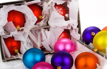 Tumbling Christmas balls. Photo by David Hughes, Thinkstock.
