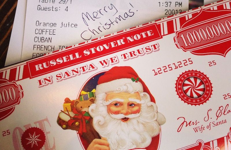 A chocolate Santa dollar bill for a waitress. Photo by Diana Aydin.