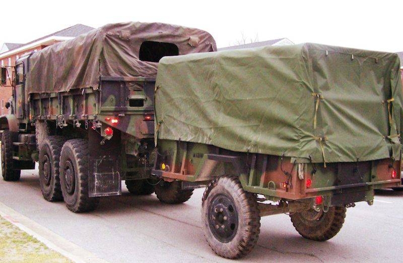 A military truck ready for deployment. Photo by Edie Melson.