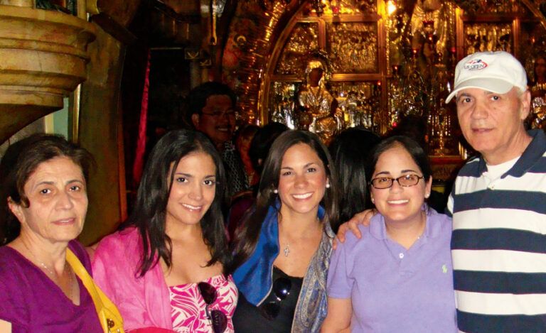 Diana (second from right) with her family at the Church of the Holy Sepulchre