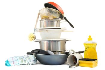 A pile of dirty dishes. Photo by Inga Nielsen, Thinkstock.