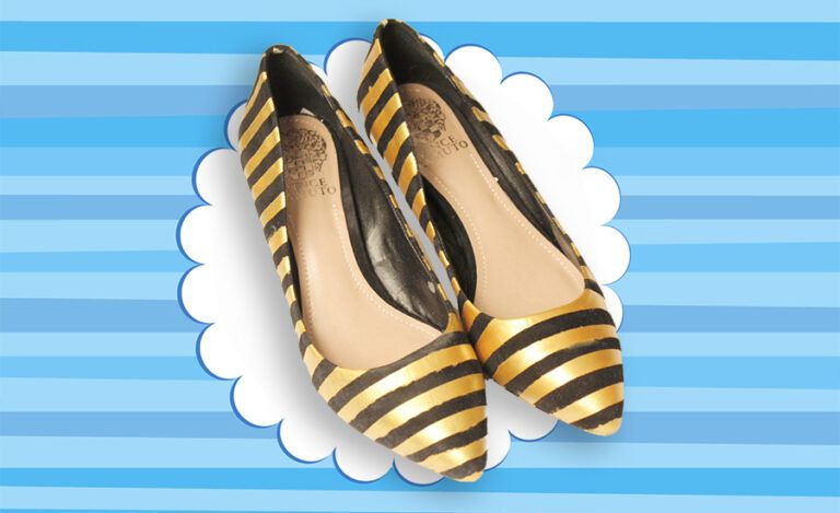 Glammed up shoes with gold stripes