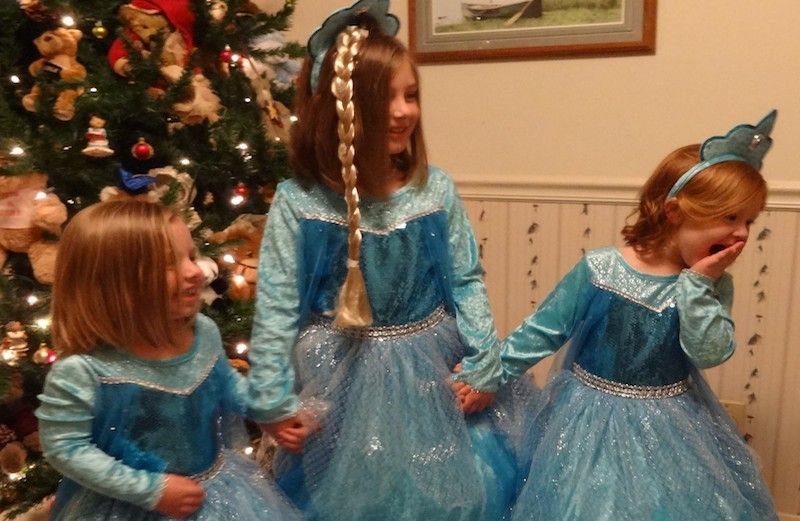 Michelle's granddaughters in their sparkly princess dresses.