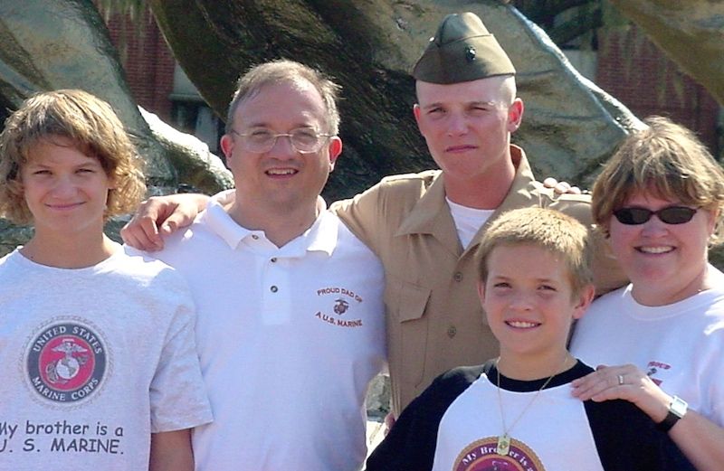 Edie's family with her Marine son, Jimmy.