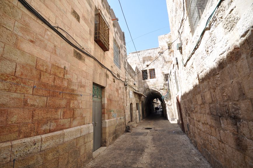 The Muslim Quarter in the ancient, walled City of Jerusalem.