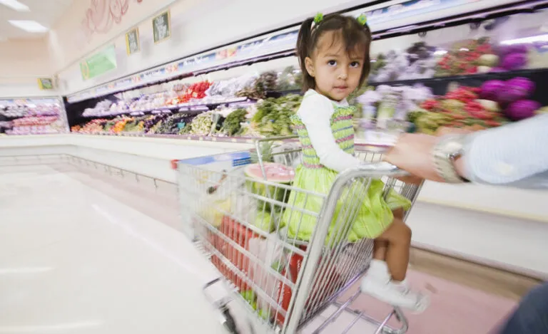 Toddler at the grocery store sad face