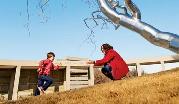 Jennifer and her son at Crystal Bridges