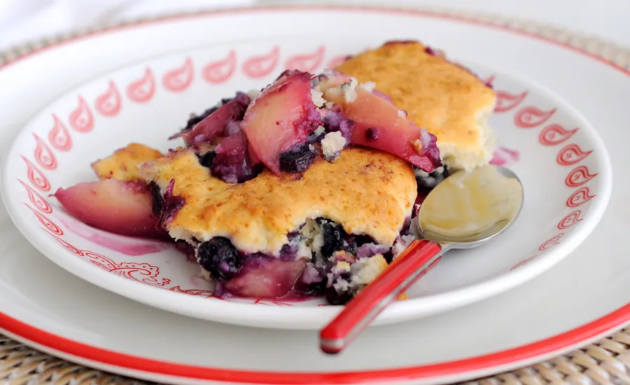 Peach and blueberry cobbler