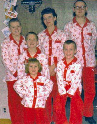 Susan Jenks Matthews and his siblings in matching pajamas