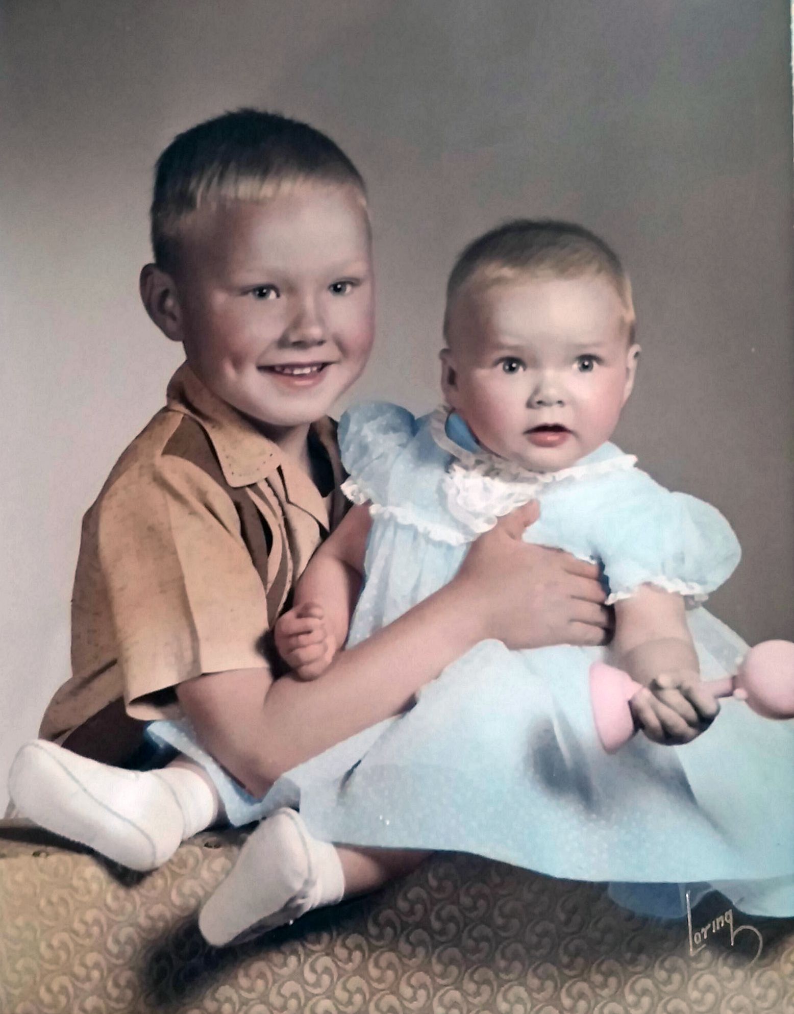 Susan and her older brother, ca. 1955