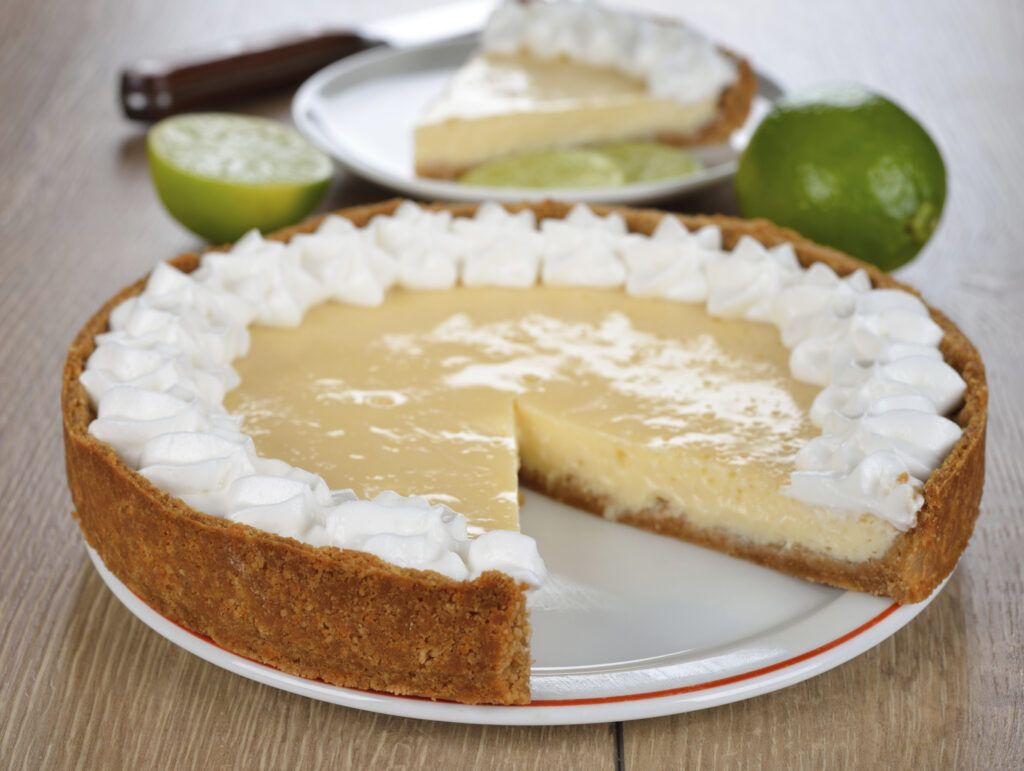 Key Lime Pie with one slice missing