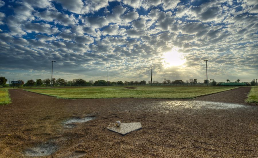 Muddy baseball field. Photo: Thinkstock.