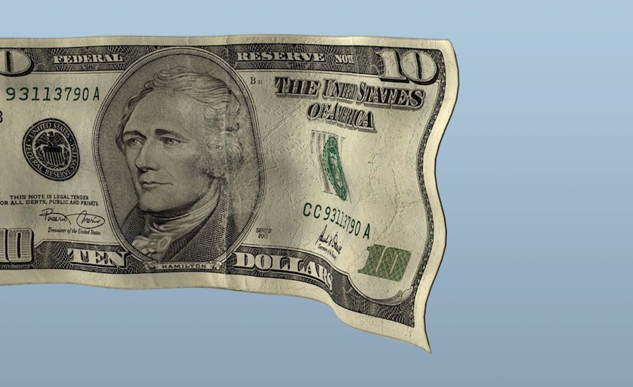 A ten-dollar bill. Thinkstock.