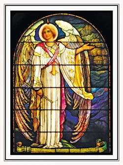 Heavenly Hope Angel portrayed in stained glass