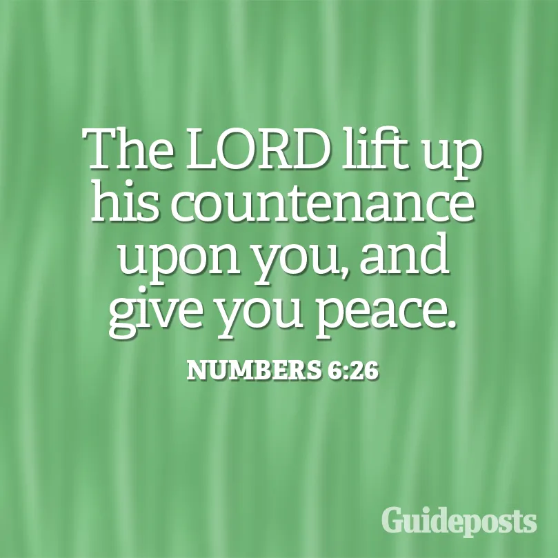 The LORD lift up His countenance upon you and give you peace. Numbers 6:26