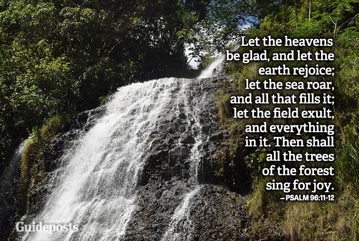 Kalihiwai Falls on Kaua'i Hawaii displaying an Earth Day bible verse