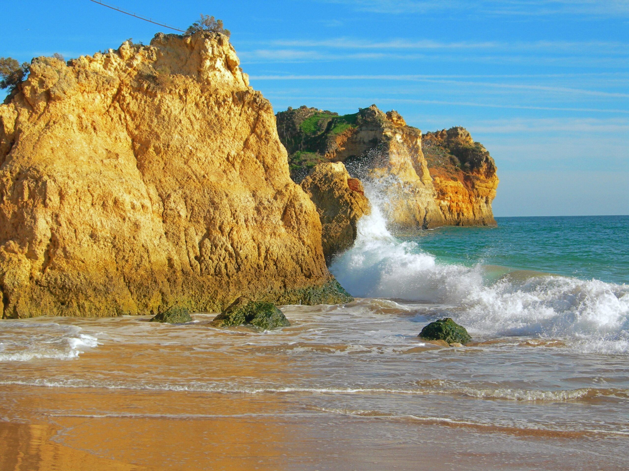 The magnificent views found in the Algarve, the most southwesterly point in Europe, include 200–foot cliffs plunging into the Atlantic.