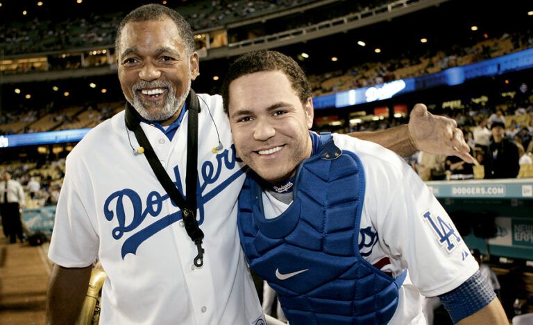 Russell Martin Jr., with his dad who played the national anthem at Dodger Stadium, Guideposts