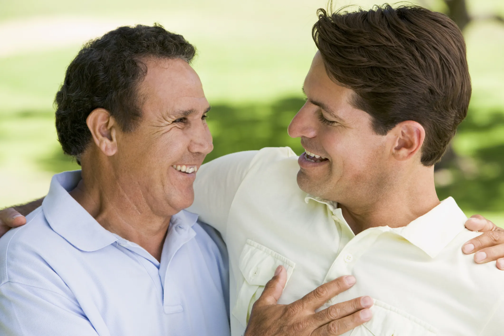 A son admires his dad on Father's Day.