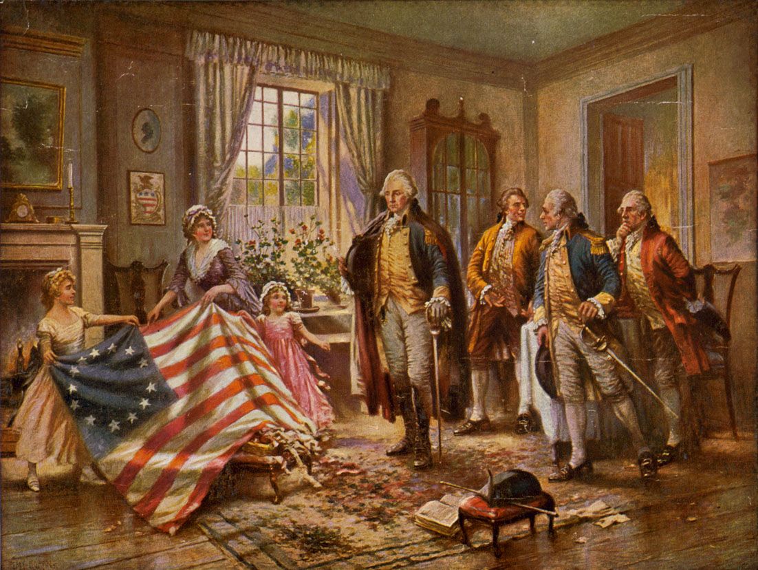 Betsy Ross presenting the American Flag to General George Washington