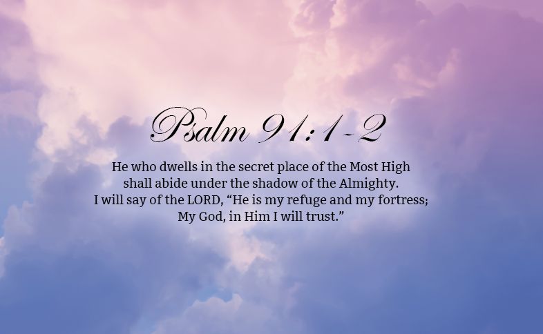 Psalm 91:1-2: He who dwells in the secret place of the Most High shall abide under the shadow of the Almighty.  I will say of the LORD, “He is my refuge and my fortress; My God, in Him I will trust.”