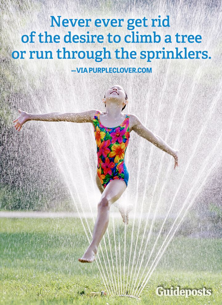 Happiness quote sprinklers summer joy climb trees