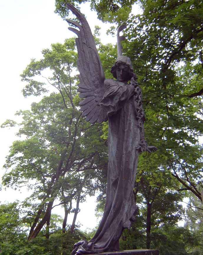 This angel stands in a cemetery that was founded in 1769 and is the final resting place for many famous Lithuanian, Polish, and Byelorussian writers and artists.