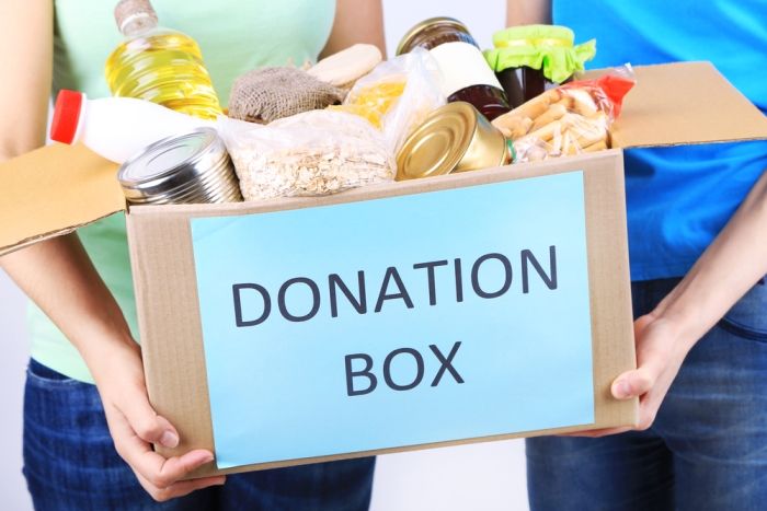 Donations for a food bank for Be an Angel Day