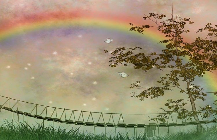 An artist rendition of rainbow bridge...do pets go to heaven?