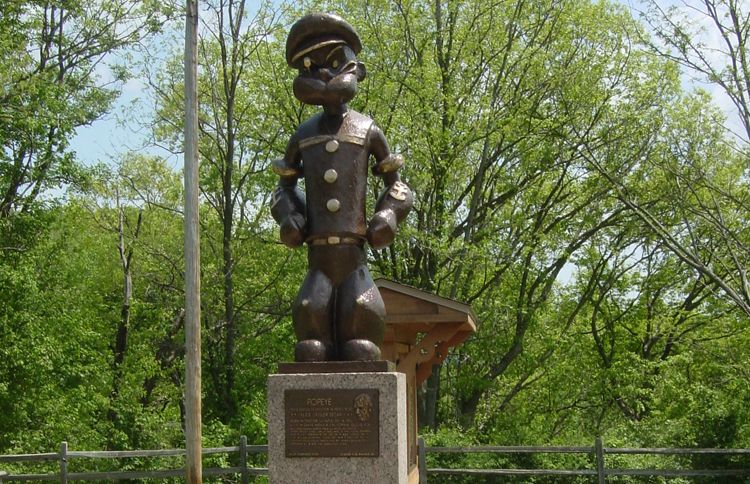 Guideposts: A statue of the cartoon character Popeye the Sailor Man in Chester, Illinois