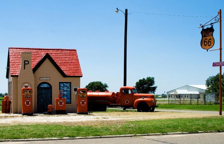 Guideposts: A restored Phillips 66 filling station in McLean, Texas