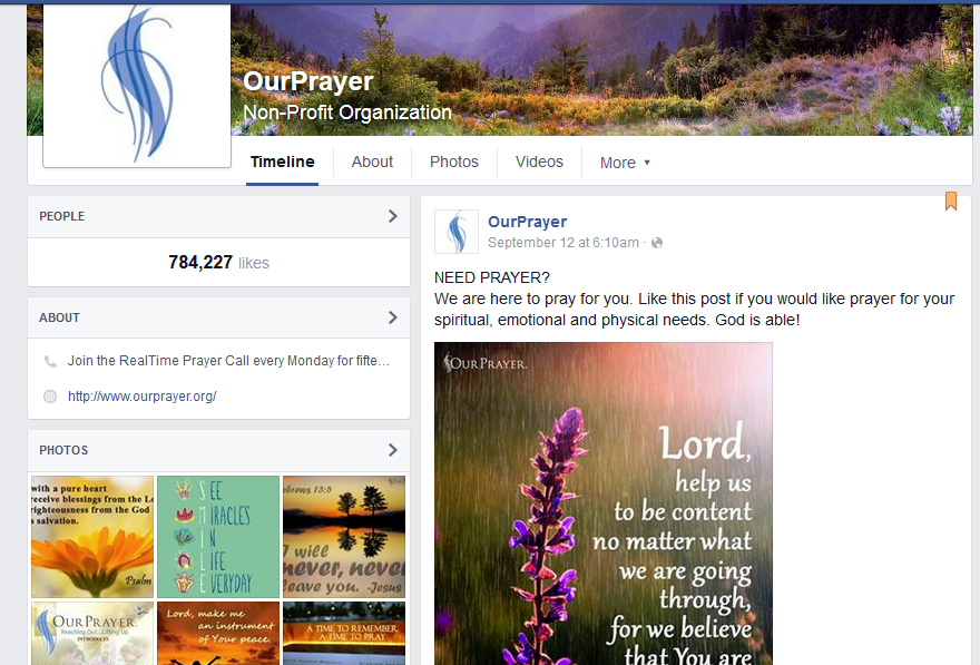 OurPrayer's Facebook uplifts and supports thousands each and every day.